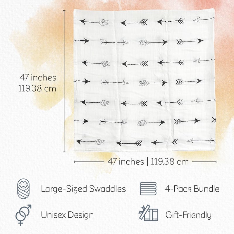 KiddyCare Baby Muslin Swaddle Nursery Blanket for Newborns | Bab Blankets for Boys/girls | Baby Cotton Blanket Gift for Newborn Babies 4-Pack - Image 3
